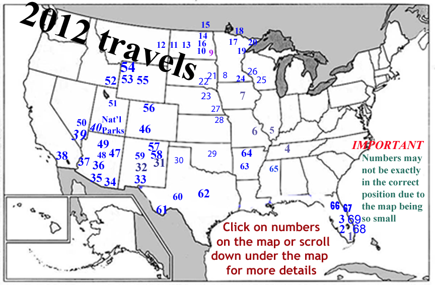 Maps In 2012 The Two RV Gypsies, Lee and Karen Duquette, Full-Time RVers travel the ...