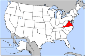 USA map showing location of Virginia