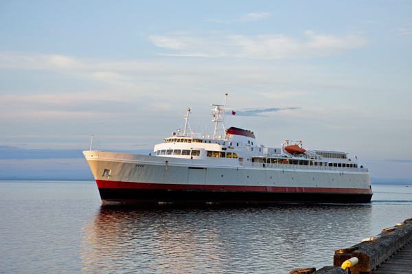 The ferry arriving in the harbor