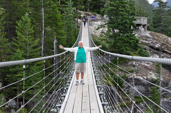 Lee Duquette on the suspension bridge