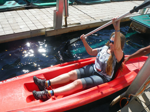 Karen Duquette  is ready to kayak.