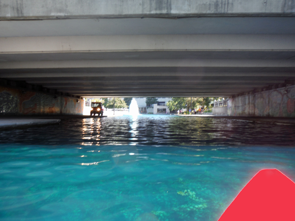 kayaking under the bridge