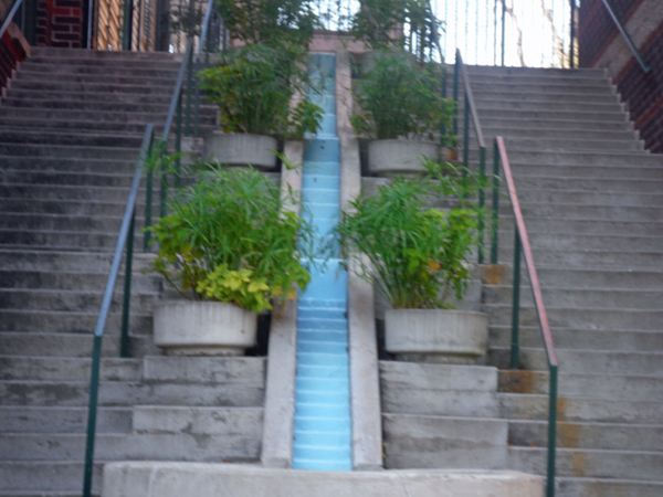 running water on apartment stairs