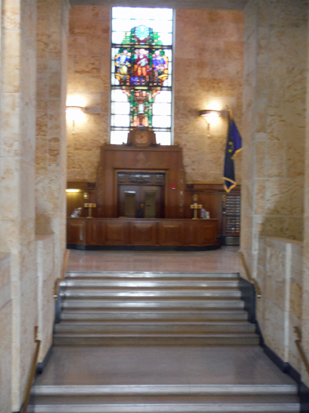 Lee Duquette inside the Indiana State Library