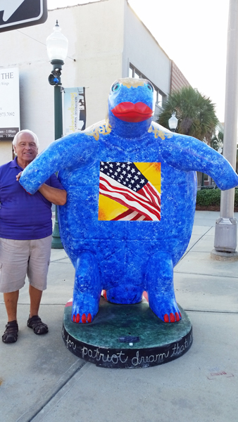 Lee Duquette and a blue turtle