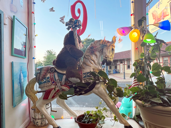 in the ice cream store window