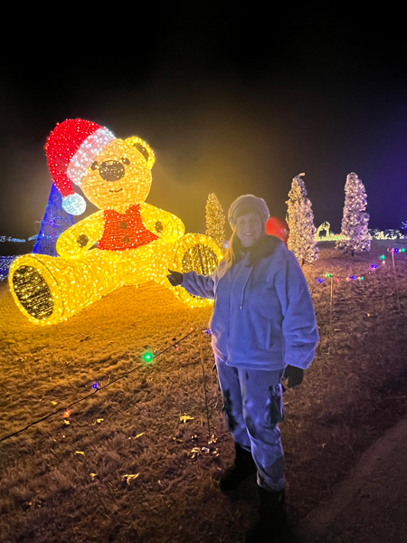 Karen Duquette and the giant teddy bear