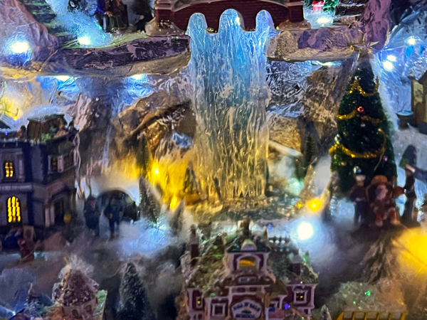 icy waterfall in the snow globe