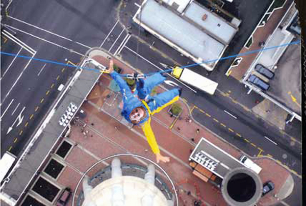 Karen Duquette flying downward