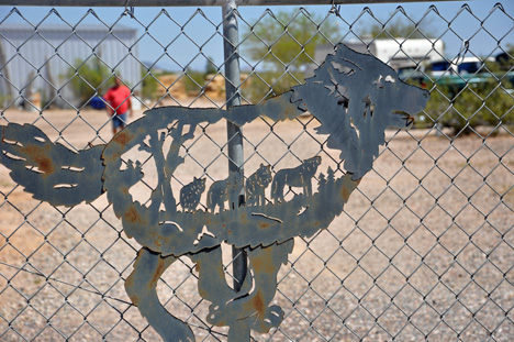 the gate at Eagle Tail mountain Wolf Sanctuary