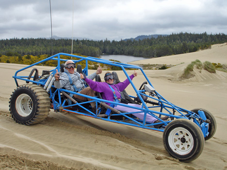 the two RV Gypsies in the dune buggy