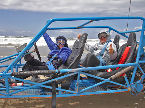 the two RV Gypsies in the dune buggy